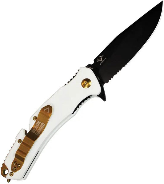 V NIVES Rambo Utility Pro Elite Black Knife - 3.75 Inch Blade 5.13 Inch Closed 154CM Clip Point Ivory G10 Handle by V NIVES