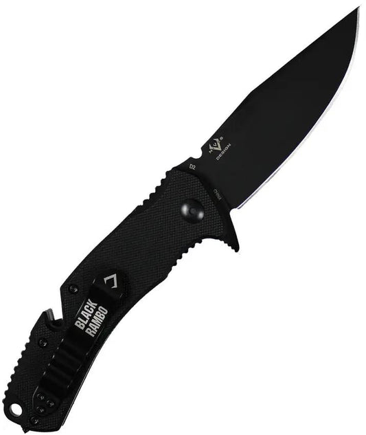 V NIVES Rambo Utility Pro - Black PVD D2 Clip Point Blade With G10 Handle And Belt Cutter by V NIVES