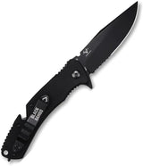 V NIVES Black Rambo Utility Pro V35GPSBBK - D2 Tool Steel Clip Point Blade With Black G10 Handle And Glass Breaker by V NIVES