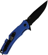 V NIVES Rambo Utility Pro V35GPSBBL - Black PVD D2 Clip Point Blade With Blue G10 Handle Belt Cutter And Glass Breaker by V NIVES