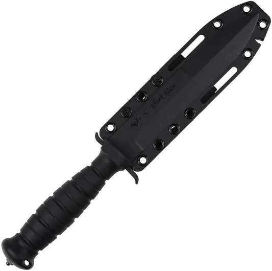 V NIVES Black Rambo Savage Fixed Blade - 11.75in D2 Sawback, Belt Cord Cutter, FRN and TPR Handle, Level II Retention by V NIVES
