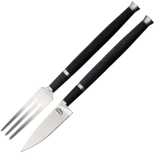 V NIVES Pineland CarniVore Dining Set - VG-10 Knife Blade, Black G10 Handles, Pocket Case And Ceramic Sharpening by V NIVES