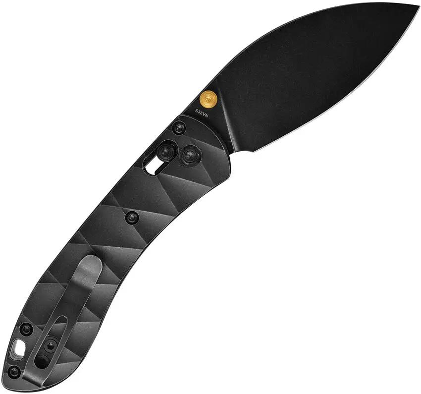 Vosteed Mini Nightshade Crossbar Lock Knife - Compact EDC Black Stonewash S35VN Blade And Black Titanium Handle by Vosteed