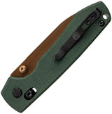Vosteed Raccoon Crossbar Lock Knife - Copper Dune Finish Blade And Green Canvas Micarta Handle EDC Ready by Vosteed