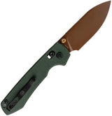 Vosteed Raccoon Crossbar Lock Knife - Copper Dune Finish Blade And Green Canvas Micarta Handle EDC Ready by Vosteed