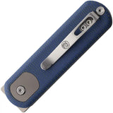 Vosteed Corgi Pup Trek Lock Knife - Satin Blade With Blue Canvas Micarta Handle And Titanium Inlay For EDC Enthusiasts by Vosteed