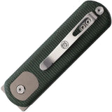 Vosteed Corgi Pup Trek Lock Knife - Compact EDC Tool With Green Canvas Micarta Handle And 2.38-Inch 14C28N Blade by Vosteed