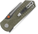 Vosteed Hedgehog OD Top Linerlock Knife - S35VN Blade With Green Canvas Micarta Scales For EDC by Vosteed