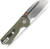 Vosteed Hedgehog OD Top Linerlock Knife - S35VN Blade With Green Canvas Micarta Scales For EDC by Vosteed