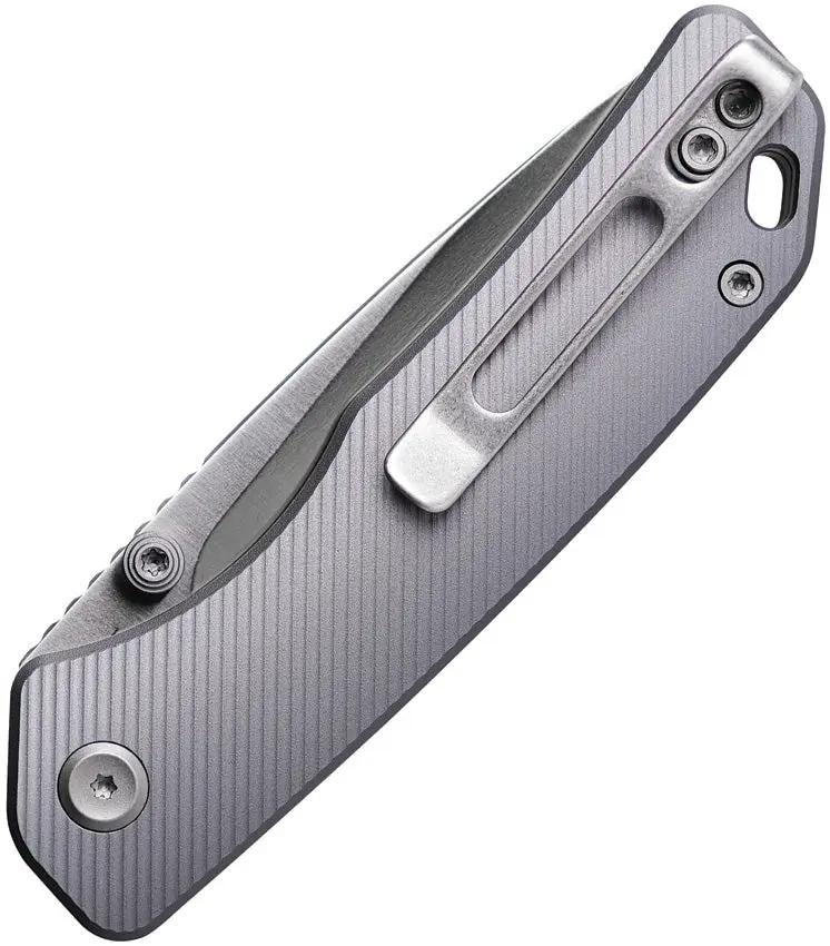 Vosteed Marten Top Linerlock Gray - Compact EDC Knife With 3.0 Inch Satin 154CM Drop Point Blade Aluminum Handle by Vosteed