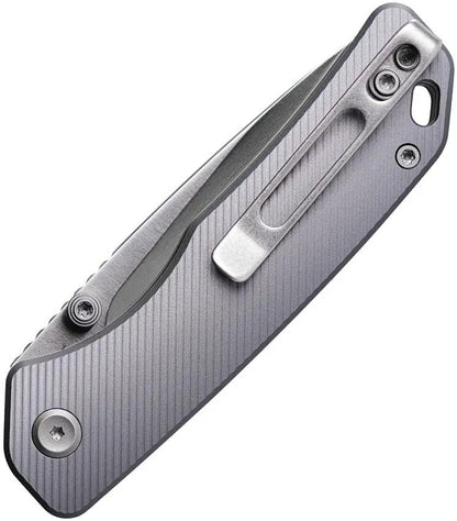 Vosteed Marten Top Linerlock Gray - Compact EDC Knife With 3.0 Inch Satin 154CM Drop Point Blade Aluminum Handle by Vosteed