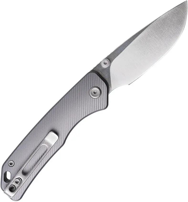 Vosteed Marten Top Linerlock Gray - Compact EDC Knife With 3.0 Inch Satin 154CM Drop Point Blade Aluminum Handle by Vosteed