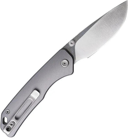 Vosteed Marten Top Linerlock Gray - Compact EDC Knife With 3.0 Inch Satin 154CM Drop Point Blade Aluminum Handle by Vosteed
