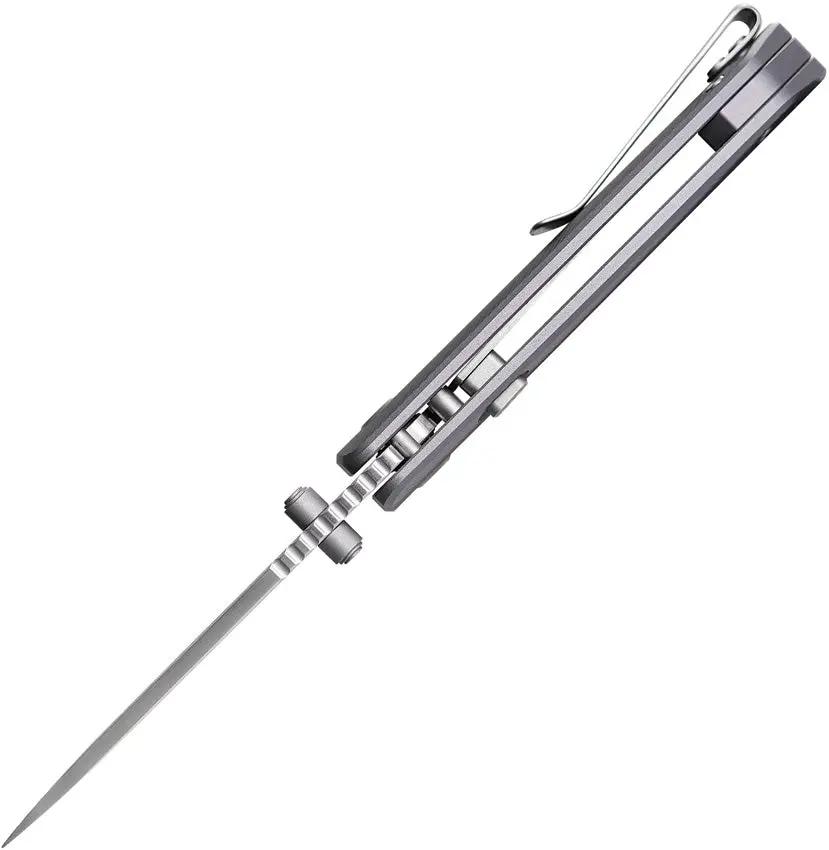 Vosteed Marten Top Linerlock Gray - Compact EDC Knife With 3.0 Inch Satin 154CM Drop Point Blade Aluminum Handle by Vosteed