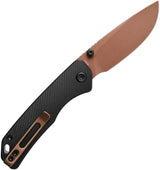 Vosteed Marten Top Linerlock Knife Copper Dune Finish - 3-Inch 154CM Blade, Black Aluminum Handle, EDC Ready by Vosteed