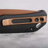 Vosteed Marten Top Linerlock Knife Copper Dune Finish - 3-Inch 154CM Blade, Black Aluminum Handle, EDC Ready by Vosteed