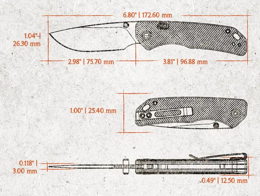 Vosteed Marten A1606 Liner Lock EDC Knife - Orange Aluminum Handle With 3 Inch 154CM Drop Point Blade by Vosteed