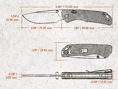 Vosteed Marten A1606 Liner Lock EDC Knife - Orange Aluminum Handle With 3 Inch 154CM Drop Point Blade by Vosteed