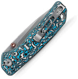 Vosteed Marten Linerlock Folding Knife - 3-Inch 154CM Drop Point Blade With Blue Carbon Fiber Handle by Vosteed