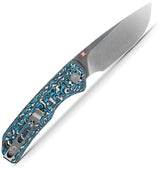 Vosteed Marten Linerlock Folding Knife - 3-Inch 154CM Drop Point Blade With Blue Carbon Fiber Handle by Vosteed