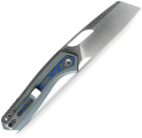 Vosteed Kroc Top Linerlock Knife - Durable S35VN Blade With Ocean Micarta Inlay On Blue Gray Aluminum Handle by Vosteed