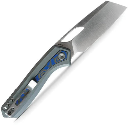 Vosteed Kroc Top Linerlock Knife - Durable S35VN Blade With Ocean Micarta Inlay On Blue Gray Aluminum Handle by Vosteed