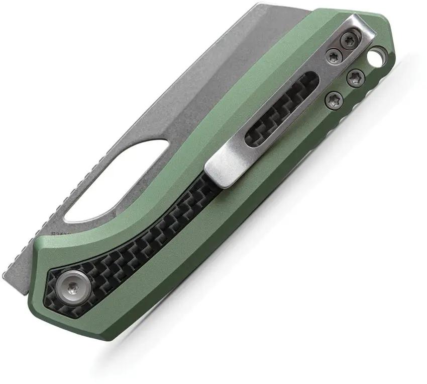 Vosteed Kroc Top Liner Lock Knife - Green Aluminum Handle With Carbon Fiber Inlay 3in S35VN Blade For EDC Enthusiasts by Vosteed