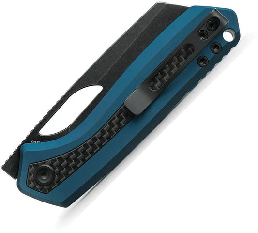 Vosteed Kroc Top Linerlock Folding Knife - Premium S35VN Blade With Blue Aluminum Handle And Carbon Fiber Inlay For EDC by Vosteed