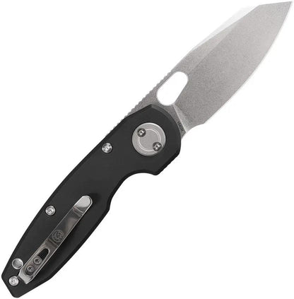 Vosteed Ankylo Vanchor Lock Knife - Stonewashed 154CM Blade With Black Aluminum Handle For EDC Enthusiasts