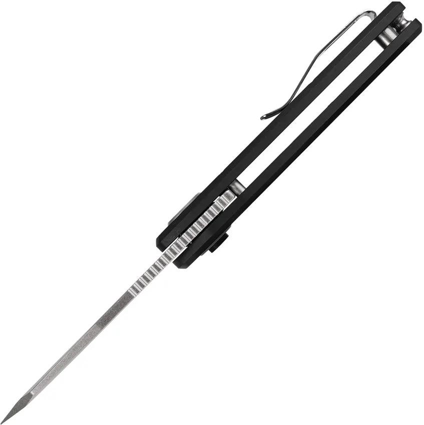 Vosteed Ankylo Vanchor Lock Knife - Stonewashed 154CM Blade With Black Aluminum Handle For EDC Enthusiasts