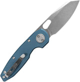 Vosteed Ankylo Vanchor Lock - Blue Aluminum Handle Elmax Blade Reverse Tanto EDC Tactical Knife by Vosteed