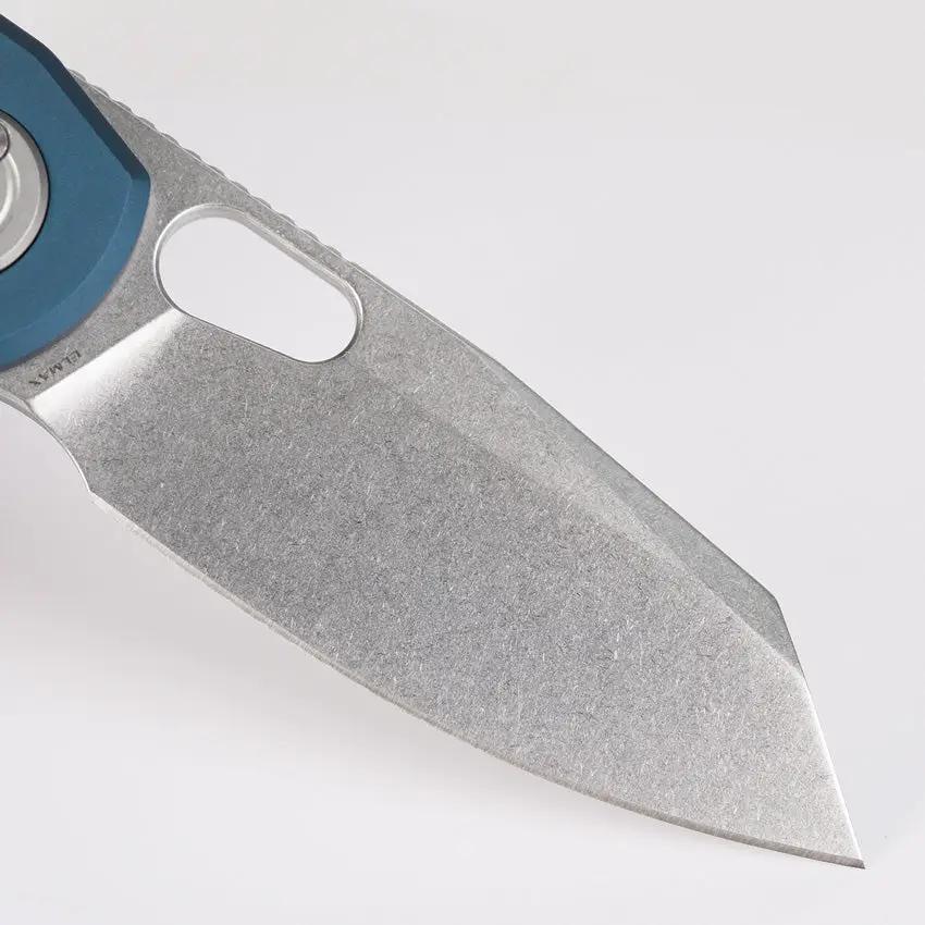 Vosteed Ankylo Vanchor Lock - Blue Aluminum Handle Elmax Blade Reverse Tanto EDC Tactical Knife by Vosteed