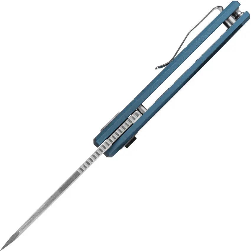 Vosteed Ankylo Vanchor Lock - Blue Aluminum Handle Elmax Blade Reverse Tanto EDC Tactical Knife by Vosteed