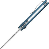 Vosteed Ankylo Vanchor Lock - Blue Aluminum Handle Elmax Blade Reverse Tanto EDC Tactical Knife by Vosteed