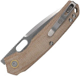Vosteed Psyop Top Linerlock EDC Knife - Premium Natural Canvas Micarta Elmax 3.25in Drop Point Blade by Vosteed