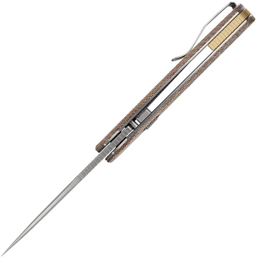 Vosteed Psyop Top Linerlock EDC Knife - Premium Natural Canvas Micarta Elmax 3.25in Drop Point Blade by Vosteed