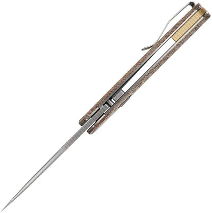 Vosteed Psyop Top Linerlock EDC Knife - Premium Natural Canvas Micarta Elmax 3.25in Drop Point Blade by Vosteed