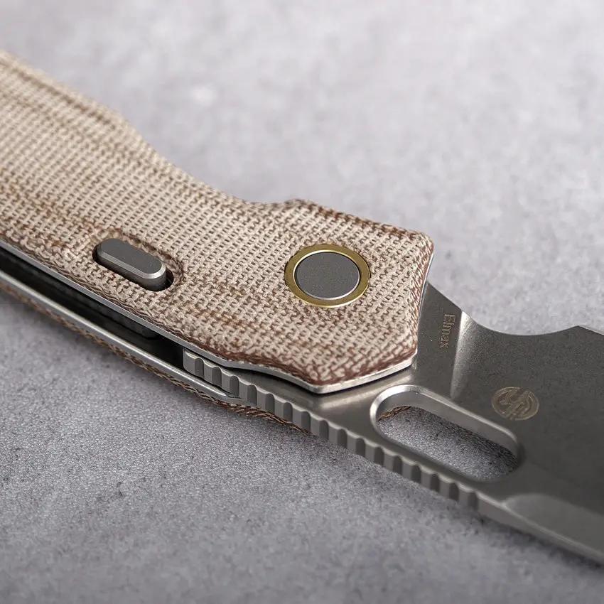 Vosteed Psyop Top Linerlock EDC Knife - Premium Natural Canvas Micarta Elmax 3.25in Drop Point Blade by Vosteed