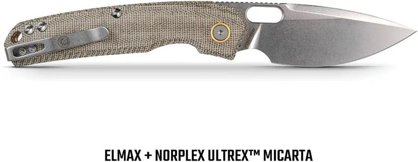 Vosteed Psyop Top Linerlock EDC Knife - Elmax Drop Point Blade With Green Micarta Handle by Vosteed