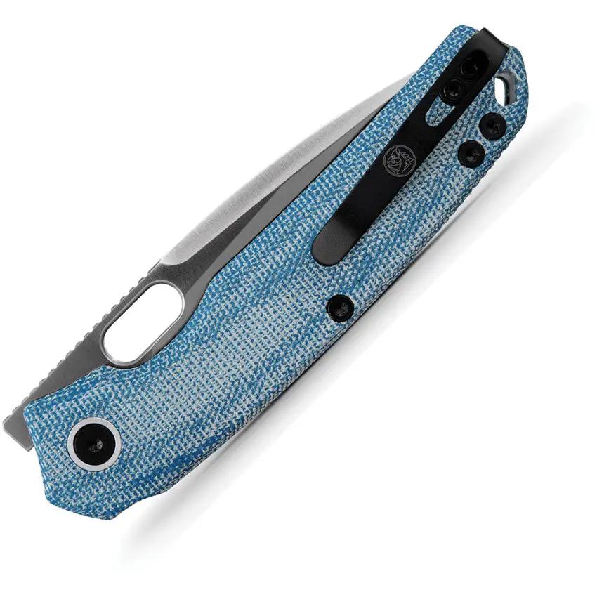 Vosteed Psyop Top Linerlock Knife - Premium Blue Micarta Elmax Drop Point For EDC Enthusiasts by Vosteed