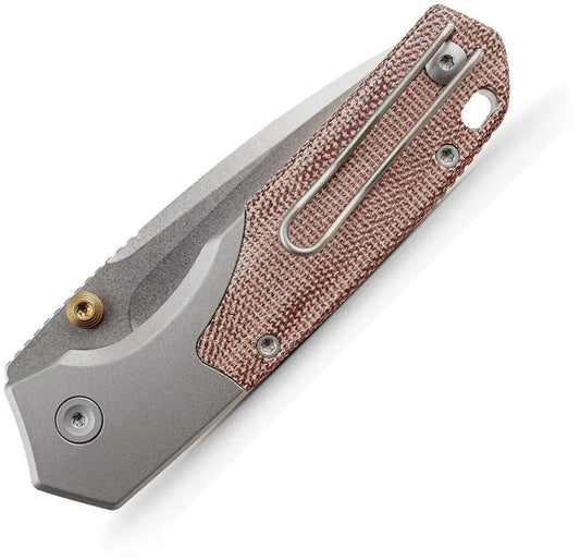 Vosteed Psyop 299 Top Linerlock EDC Knife - S35VN Blade Red UltreX Micarta Titanium Bolsters by Vosteed
