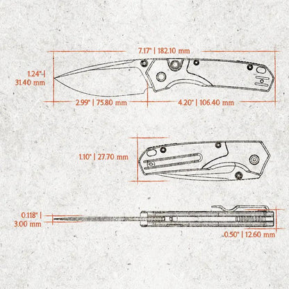 Vosteed Psyop 299 Top Linerlock Premium EDC Knife - S35VN Drop Point Blade In Green Micarta by Vosteed