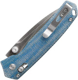 Vosteed Mini Psyop Crossbar Lock Knife - Blue Micarta Handle With Satin Elmax Blade For EDC by Vosteed