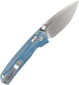 Vosteed Mini Psyop Crossbar Lock Knife - Blue Micarta Handle With Satin Elmax Blade For EDC by Vosteed
