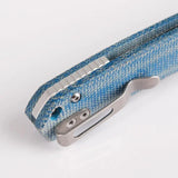 Vosteed Mini Psyop Crossbar Lock Knife - Blue Micarta Handle With Satin Elmax Blade For EDC by Vosteed
