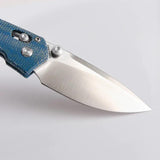 Vosteed Mini Psyop Crossbar Lock Knife - Blue Micarta Handle With Satin Elmax Blade For EDC by Vosteed