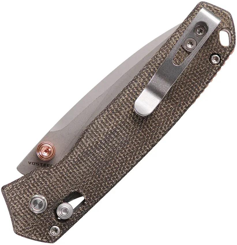 Vosteed Mini Psyop Crossbar Lock - Green Micarta Elmax Blade EDC Folding Knife With Pocket Clip by Vosteed