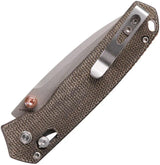 Vosteed Mini Psyop Crossbar Lock - Green Micarta Elmax Blade EDC Folding Knife With Pocket Clip by Vosteed