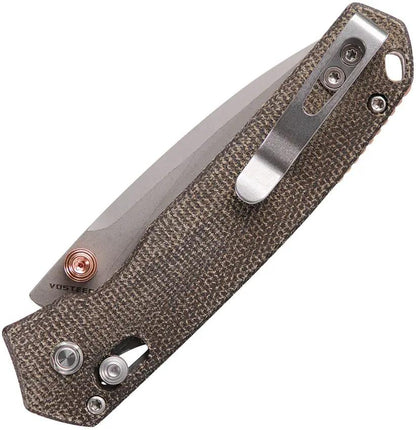 Vosteed Mini Psyop Crossbar Lock - Green Micarta Elmax Blade EDC Folding Knife With Pocket Clip by Vosteed