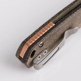 Vosteed Mini Psyop Crossbar Lock - Green Micarta Elmax Blade EDC Folding Knife With Pocket Clip by Vosteed